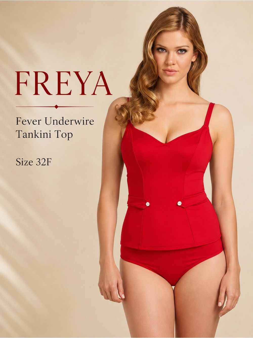 Freya Fever Red Underwire Deep Plunge Tankini Top Size 32F